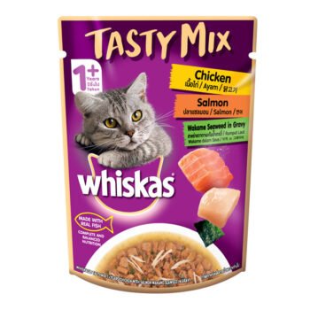 mix - Whiskas Tasty Mix Cat Wet Food Gravy - 80g | Chicken with Salmon & Wakame Seaweed in Gravy