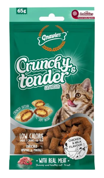 GN2 - Gnawlers Crunchy & Tenders Cat Treats | Chicken & Milk Flavour with Real Meat