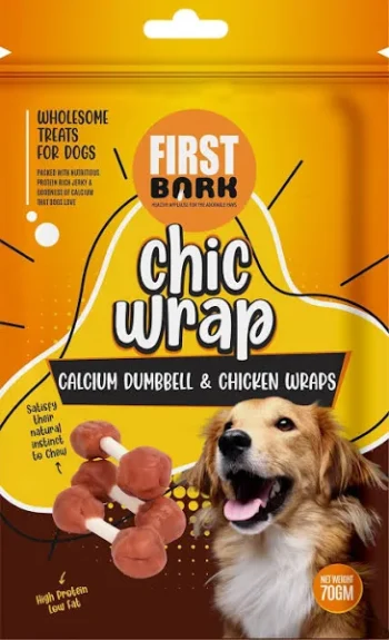 cal dum - First Bark Chic Wrap | Calcium Dumbbell & Chicken Wraps for Dogs