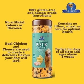 dr3 - Bistik Biscuits | Chicken Cheese by Dr. Pets - Crunchy & Nutritious Dog Treats