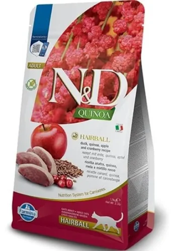 shopping 3 - Farmina N&D Quinoa Adult Cat | HairBall | Duck, Quinoa, Apple, and Cranberry Recipe