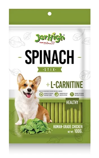 spinach - Jerhigh Spinach Stix Treat for Dogs with L-Carnitine – Real Chicken Meat & Great Taste